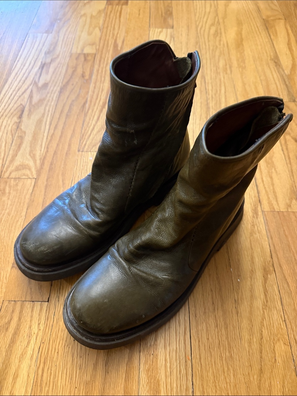 A.S.98 Fleetwood Ankle boot Olive Green Leather Zip-Up Ankle Boots